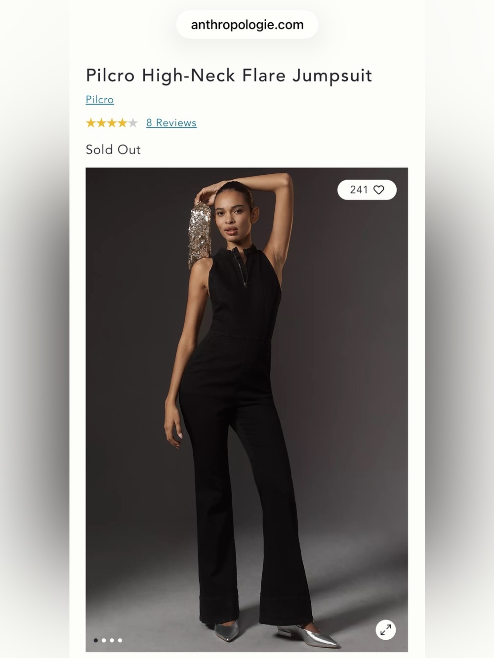 Pilcro Black High-Neck Flare Jumpsuit with Sleek Silhouette